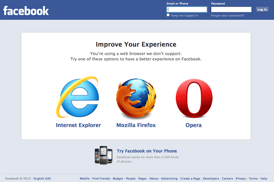 facebook non supporta Chrome